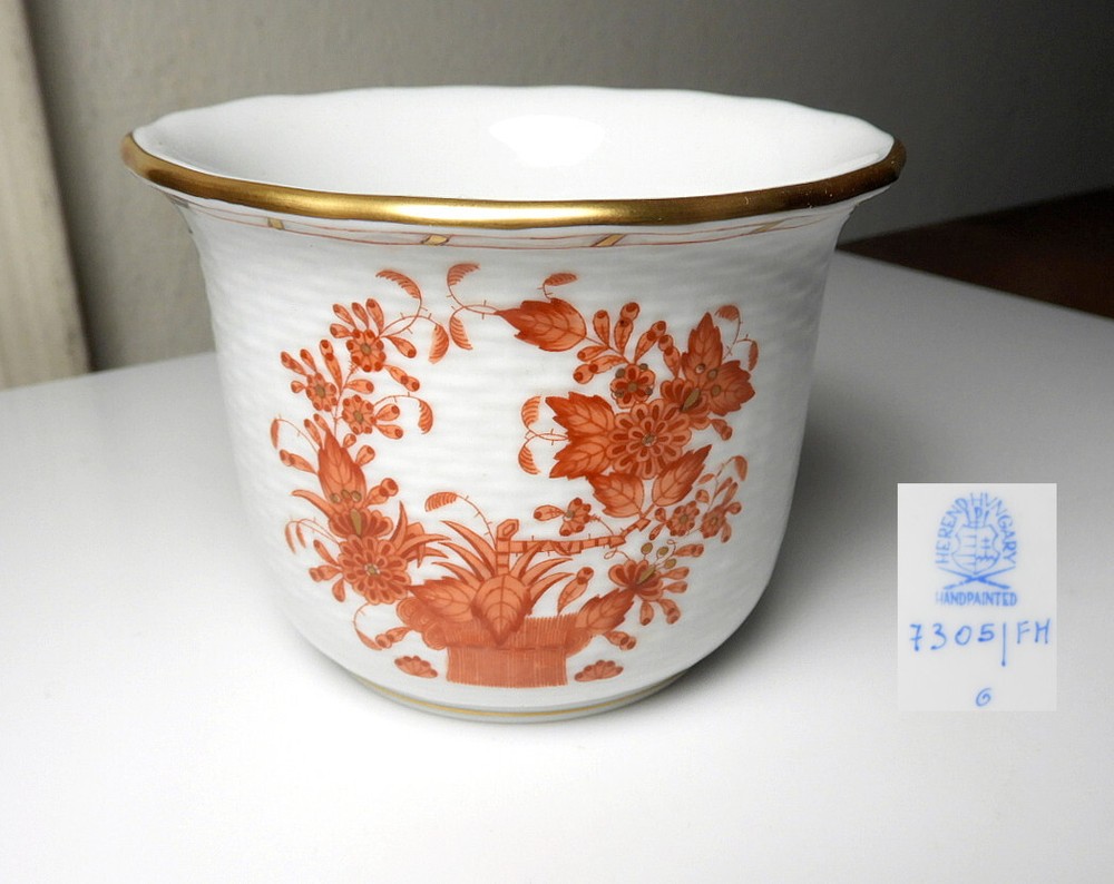 Herend INDIAN BASKET RUST 7305/FH Cache Pot/Planter, Mint!