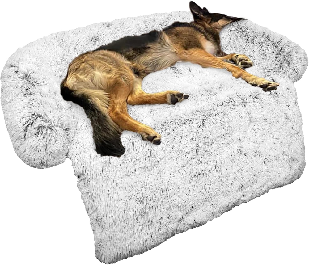 Calming Dog Bed Fluffy Plush Dog Mat for Furniture Protector with Removable Wash
