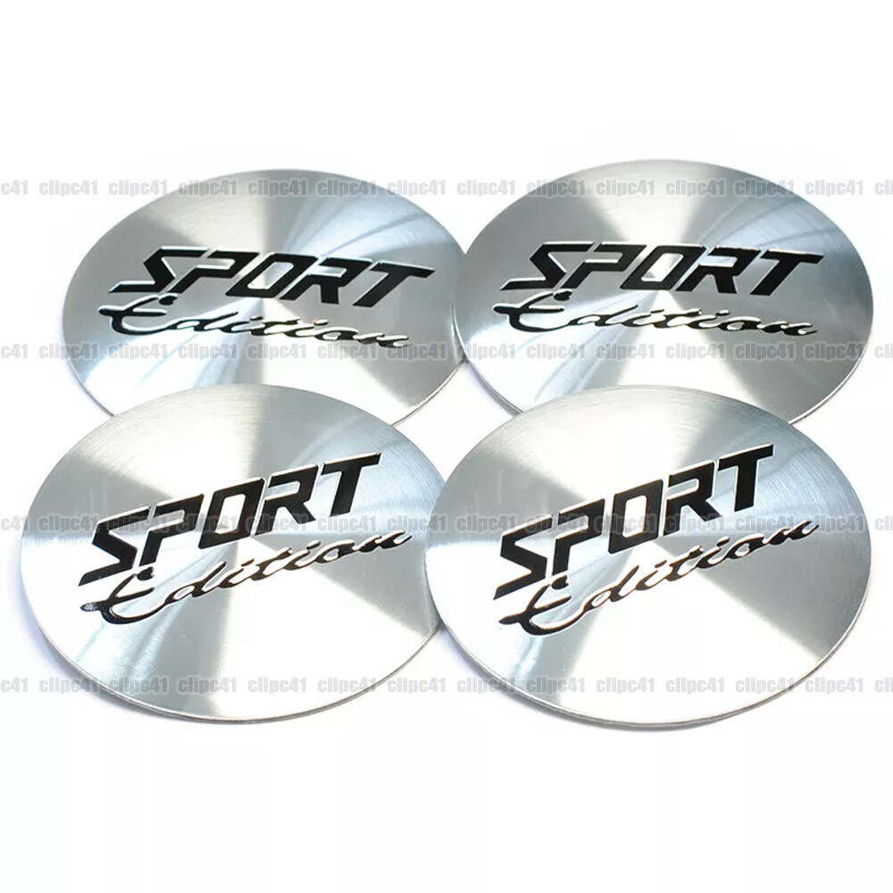 4x 56mm SPORT Edition Silver Car Wheel Center Cover Hub Cap Sticker Accessories