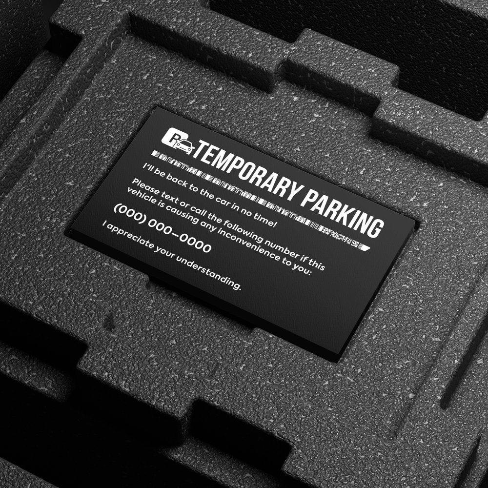 Luxury Metal Temporary Parking Card — Thick 0.8mm Black Card