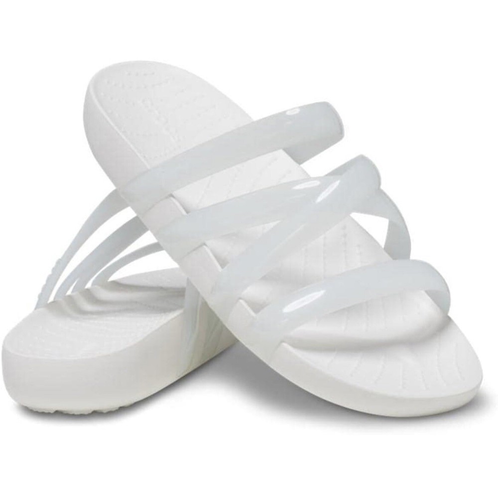 Crocs Splash Glossy Strappy White Sandal Slip On 208537-100 Women’s Size 10 NEW