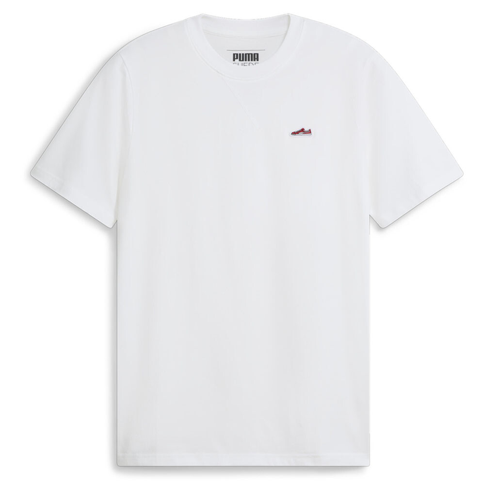 Puma Suede Logo Crew Neck Short Sleeve T-Shirt Mens White Casual Tops 68142202