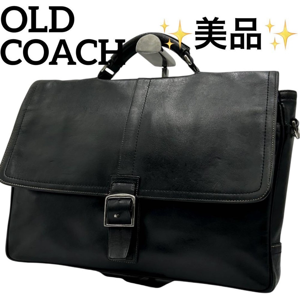 Coach Leather Briefcase Two Room Design A4 PC Compatible Rare Find