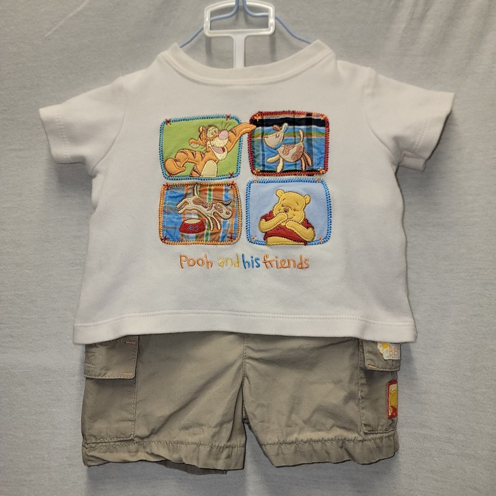 Vintage Y2k Disney Winnie the Pooh Tigger Embroidered 2 Piece Set 0-3mo Outfit