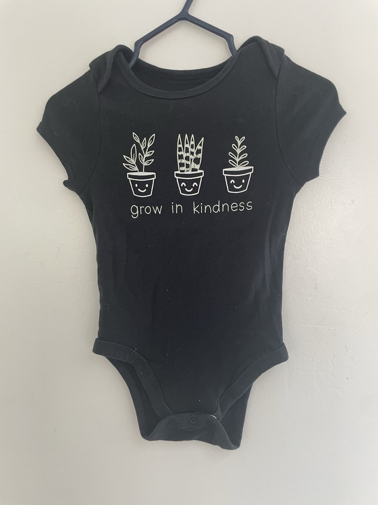 Jumping Beans Baby Boy Girl Grow Kindness Cotton Short Sleeve Bodysuit Black 12M