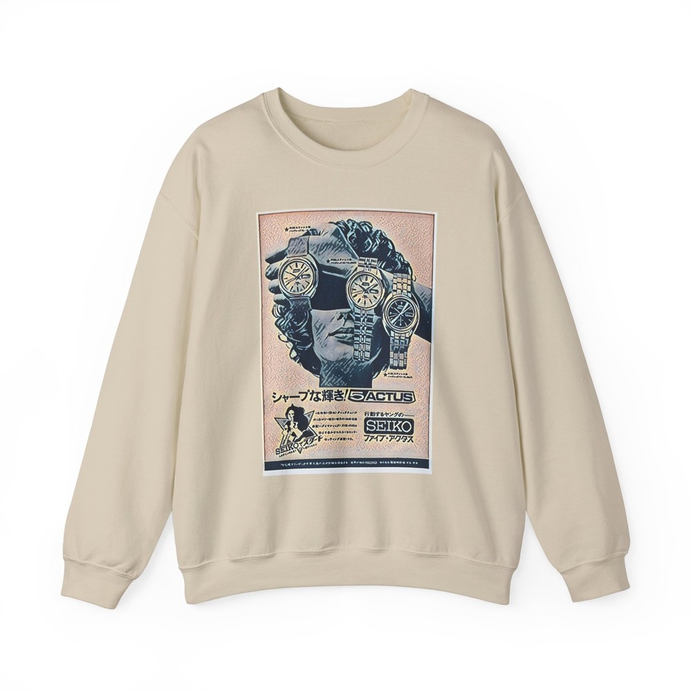 Seiko Retro Graphic Print Unisex LS Crewneck Sweatshirt Heavy Blend  