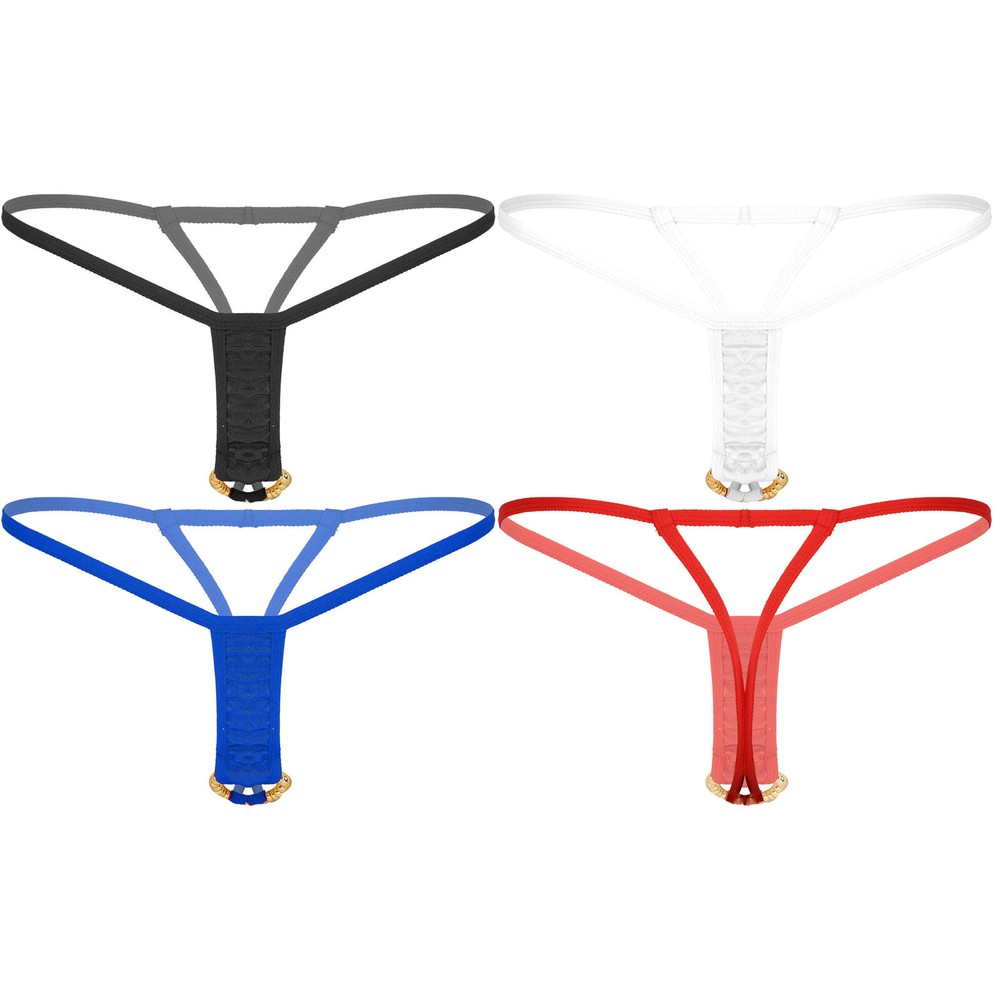 Men's Beaded O-Ring Jockstrap Thong T-Back G-String Underwear