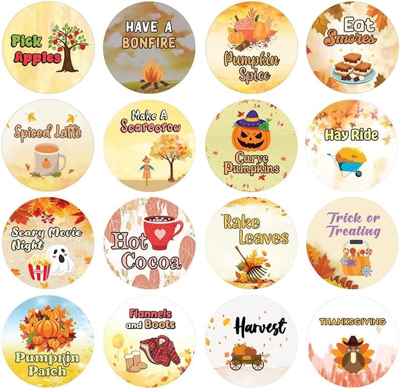 Fall Bucket List Stickers 20 Sets with 16 Unique Designs