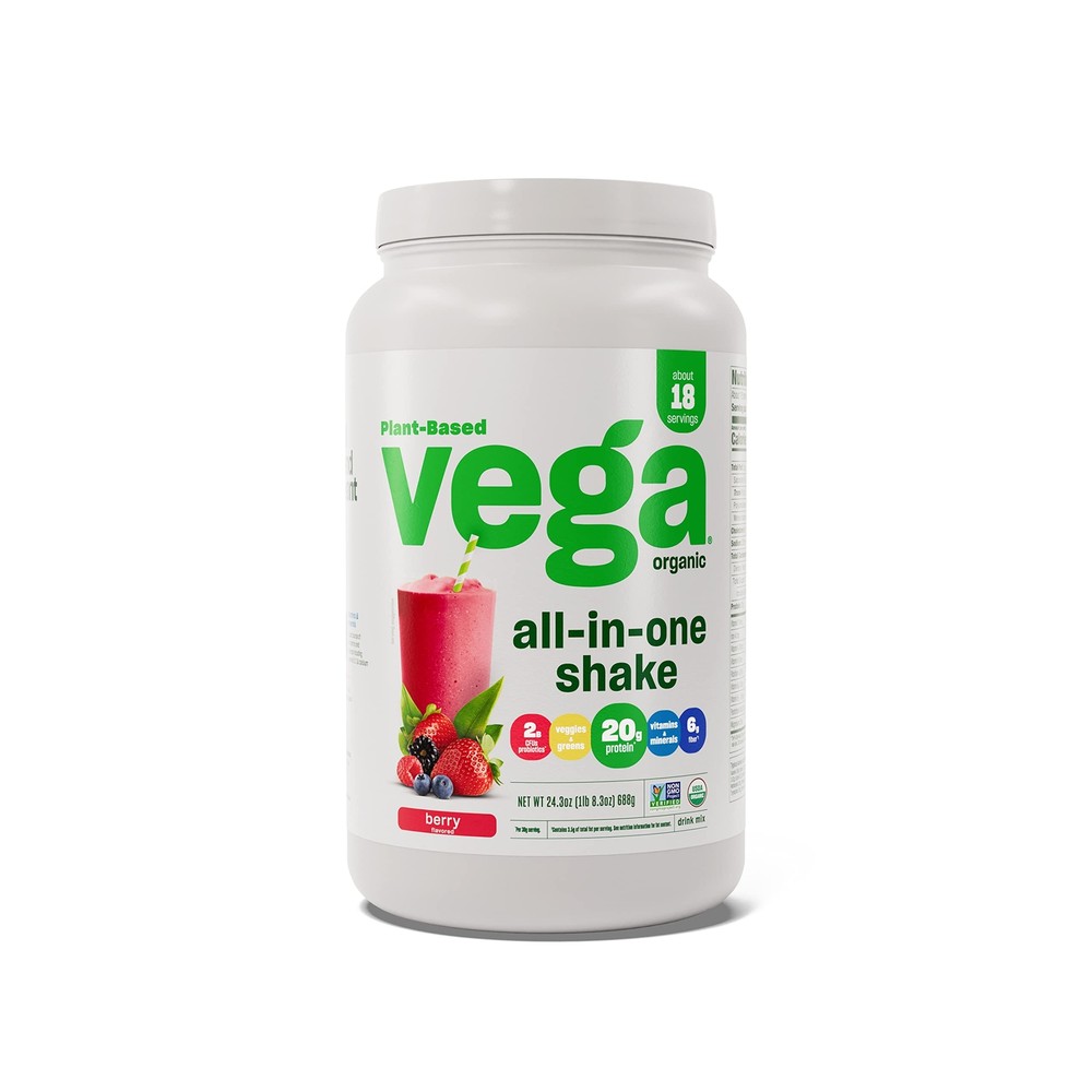 Organic All-in-One Vegan Protein Powder, Berry - Superfood Ingredients, Vitam...