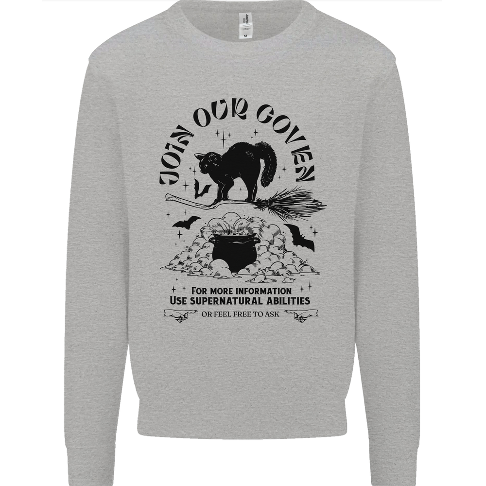 Join Our Coven Funny Halloween Cat Mens Sweatshirt Jumper
