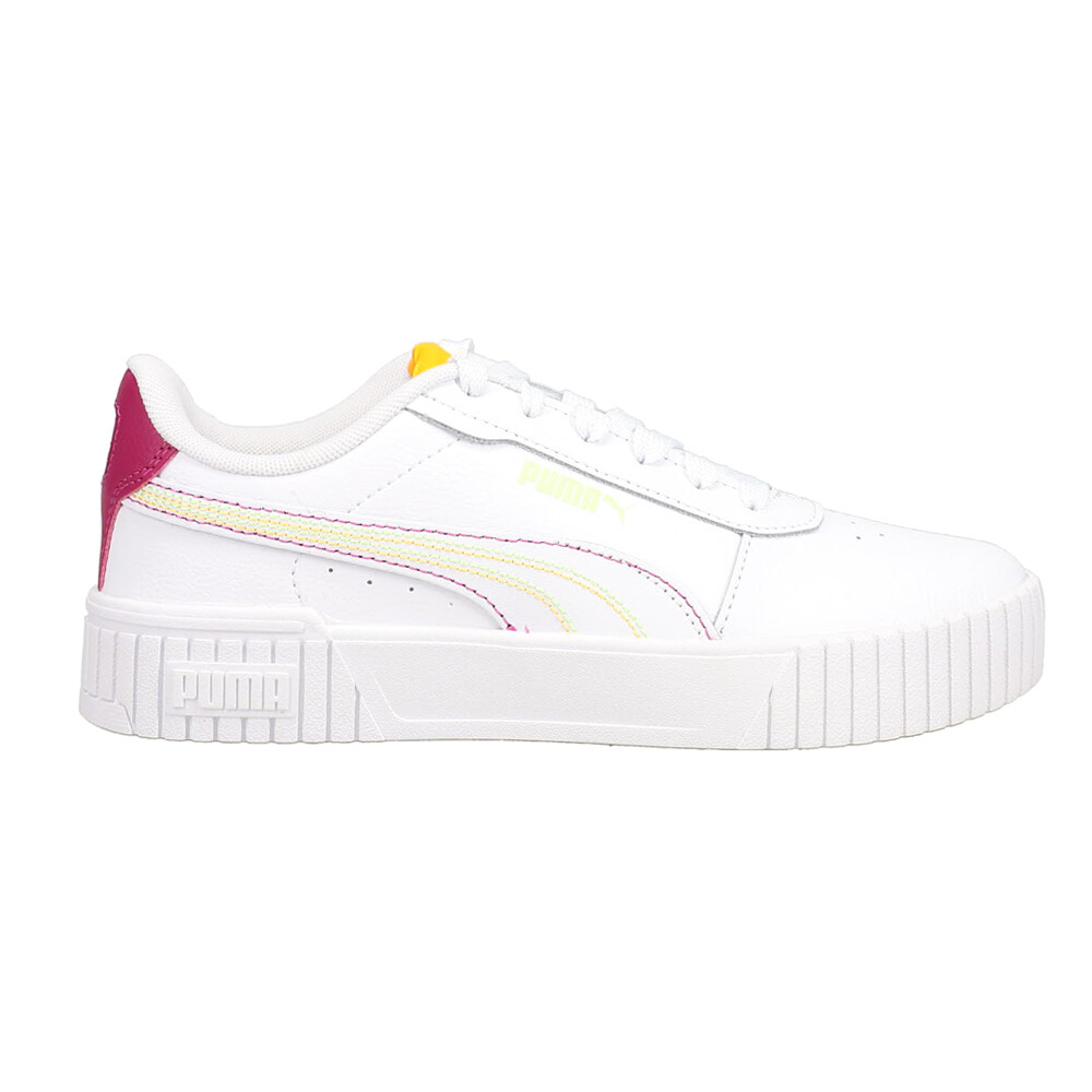 Puma Carina 2.0 White Platform Sneakers with Color Stitching for Women – Style 402