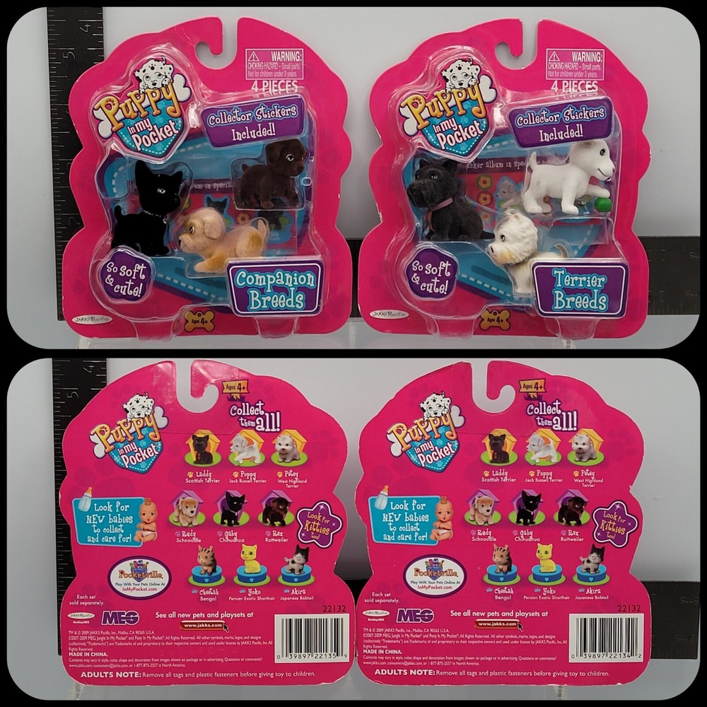 Puppy In My Pocket Dog Figure 6x Set Terrier + Companion Breeds 2009 Version NEW