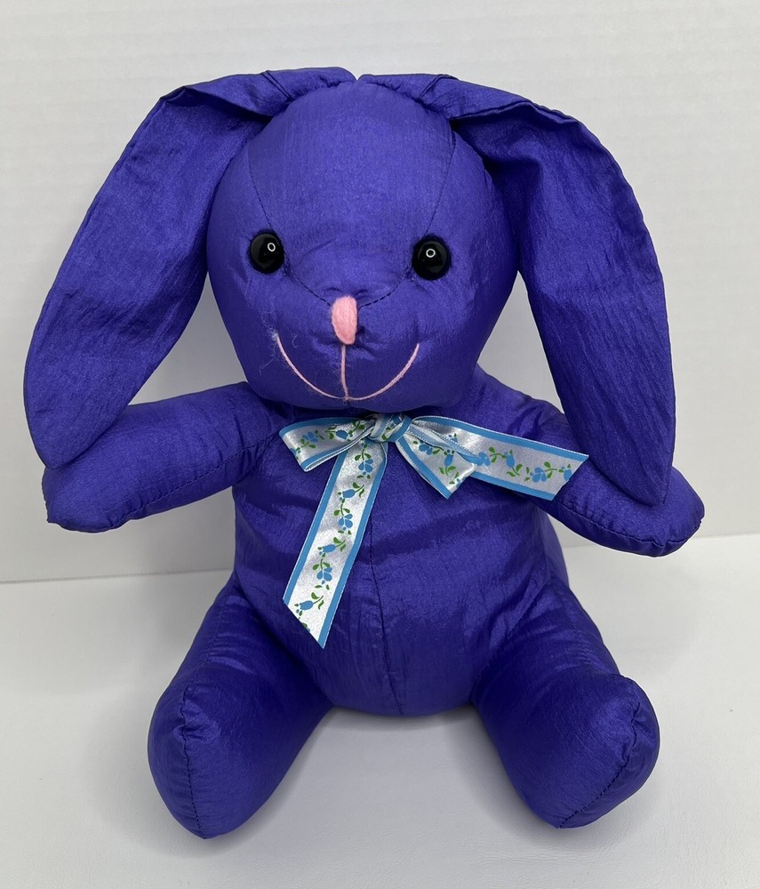 Good Stuff Purple Nylon Parachute Fabric Bunny Rabbit Stuffed Animal Plush Bow