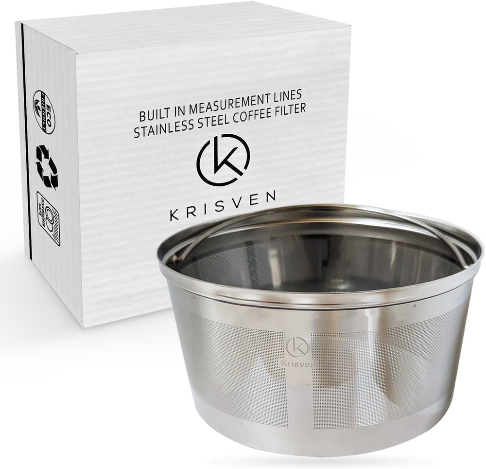 Reusable Coffee Filter Basket with Measurement Lines, Stainless Steel Permanent