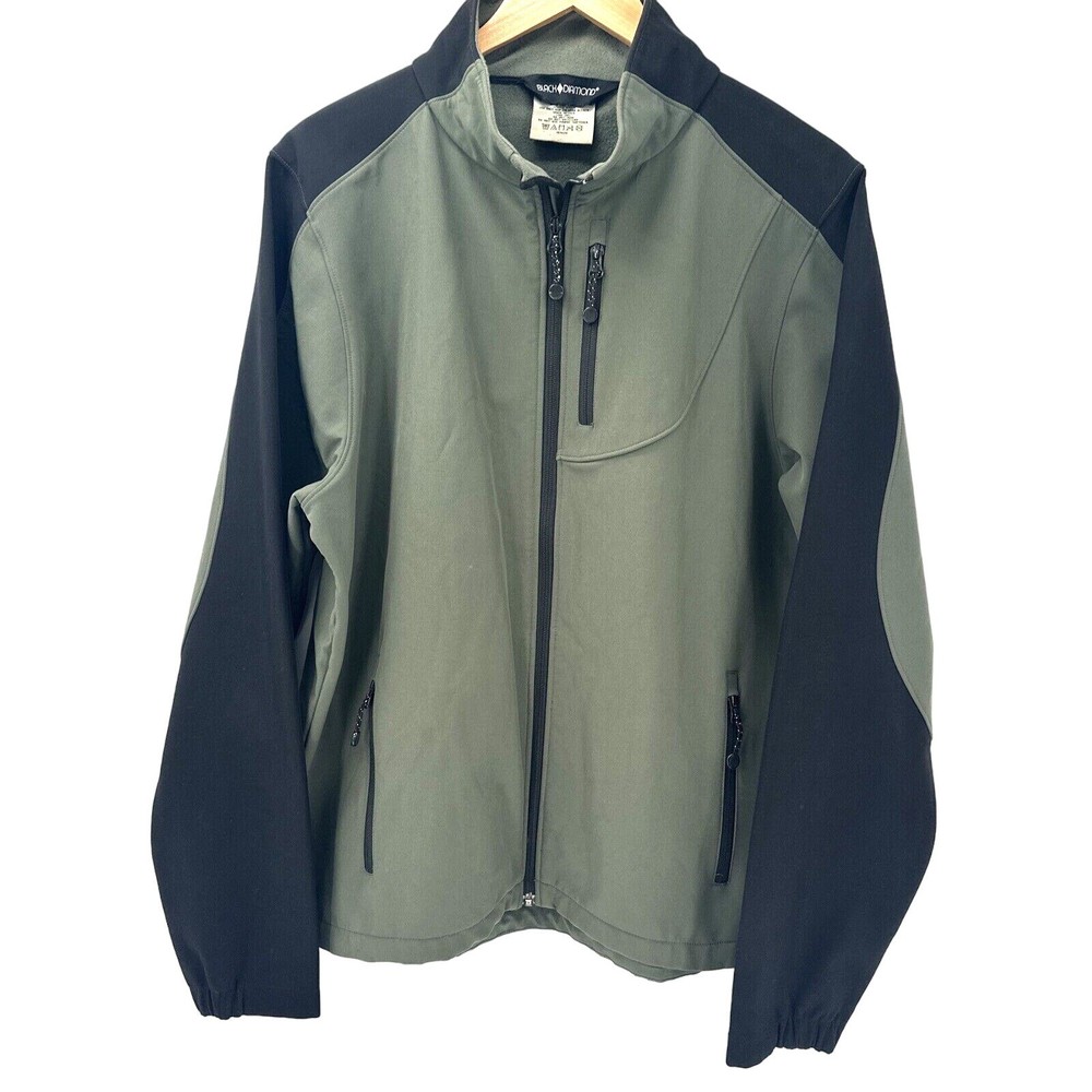 Black Diamond Jacket Mens Large Full Zip Fleece Lined Green Black Outdoors