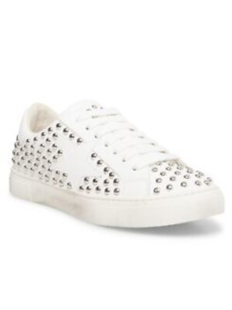 STEVEN NEW YORK Womens White Star Riled Platform Athletic Sneakers 10 M