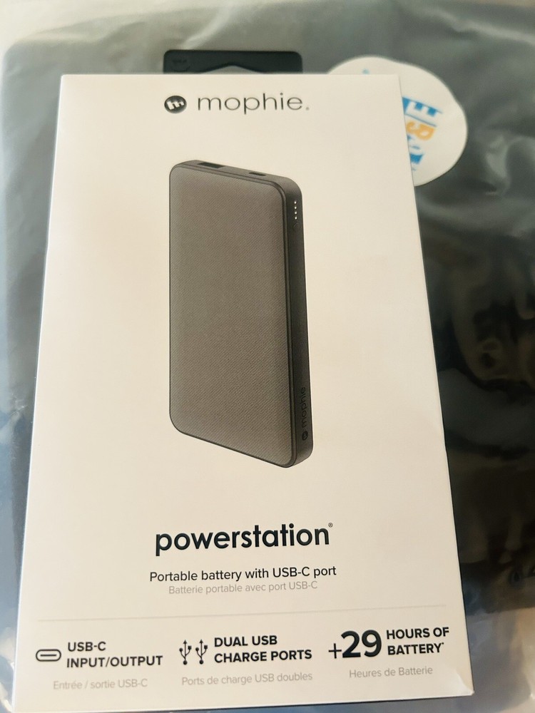 Mophie Powerstation Portable Battery w/USB-C Port - 29 Hrs of Battery Gray New