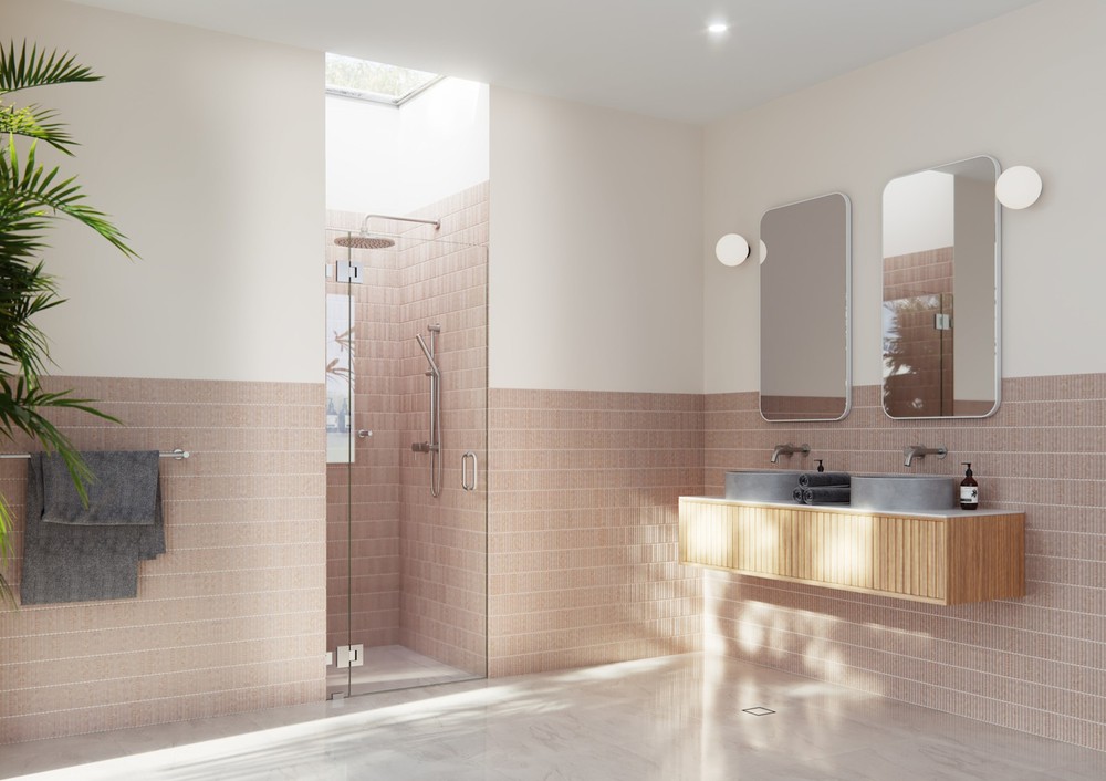 Glass Warehouse 78in H x 34.25in W Nickel Hinged Frameless Halo Shower Door