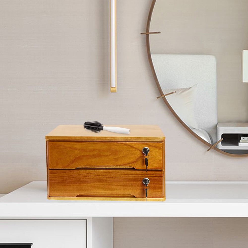 Lockable 2-Tier Desktop Storage Drawer for Home or Office 66 lbs Capacity