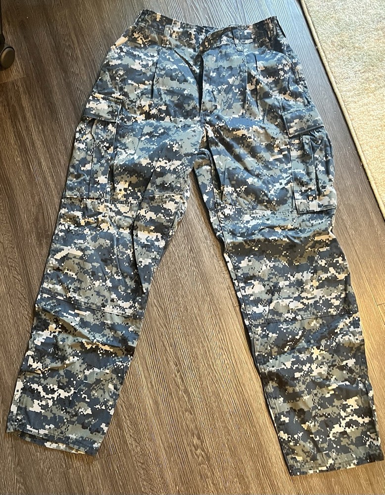US Military Navy Working Uniform Blue NWU Pants Trousers Size Small Short 174-J