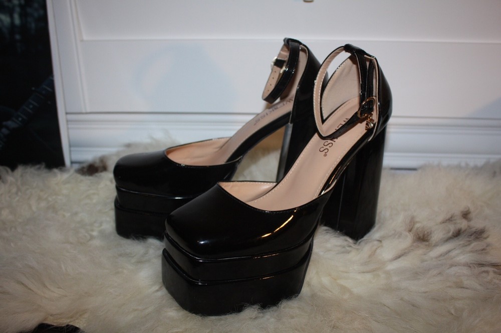 BUNDLE - 4 Pairs of Platform Heels Fits Size 8.5W (White, Pink, and 2 Black)