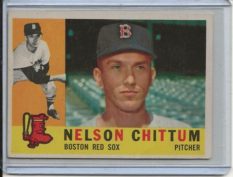1960 Topps Nelson Chittum #296 Rookie Card RC Vintage Baseball
