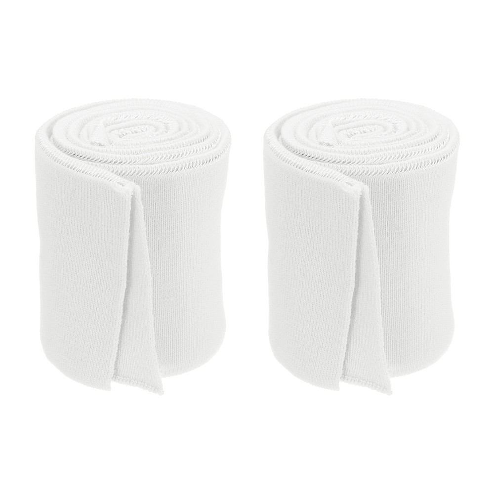 2Pcs 3x2.6ft Beige Elastic Knitted Ribbed Cotton Fabric Cuffs