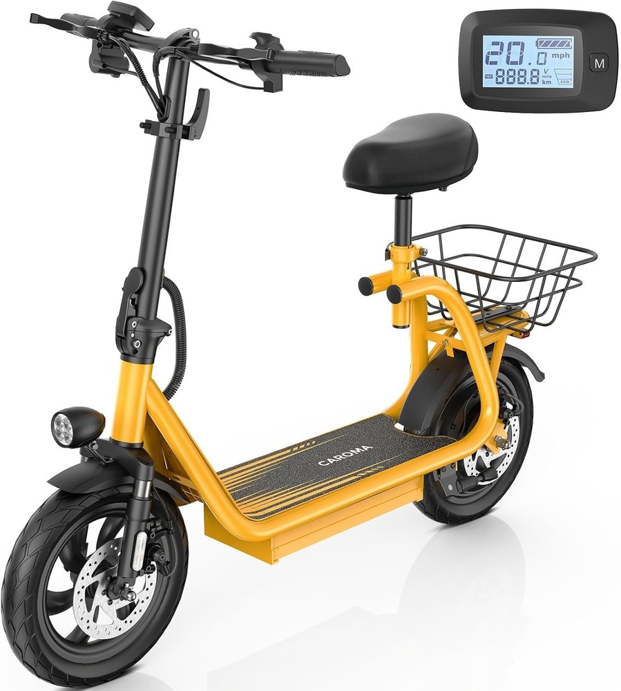 1200W Peak 48V Electric Scooter with Seat 20MPH 30 Mile Range  