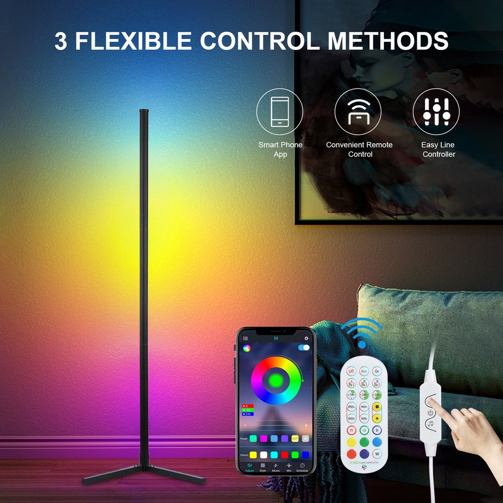 LED Floor Lamp Corner Light RGB Modern Smart Lamp with App/Remote Control V6I3