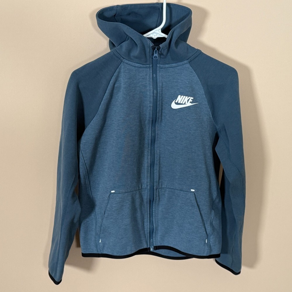 Nike Tech Fleece Hoodie Hoody Jacket Blue White Boy's Kid's Size Large L