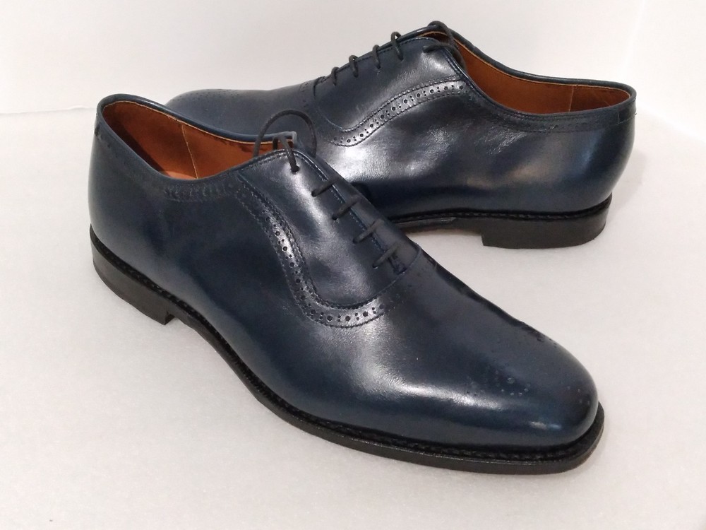 Allen Edmonds Blue Cornwallis Cap-Toe Oxfords Lace Up Leather Dress Shoes Men 10