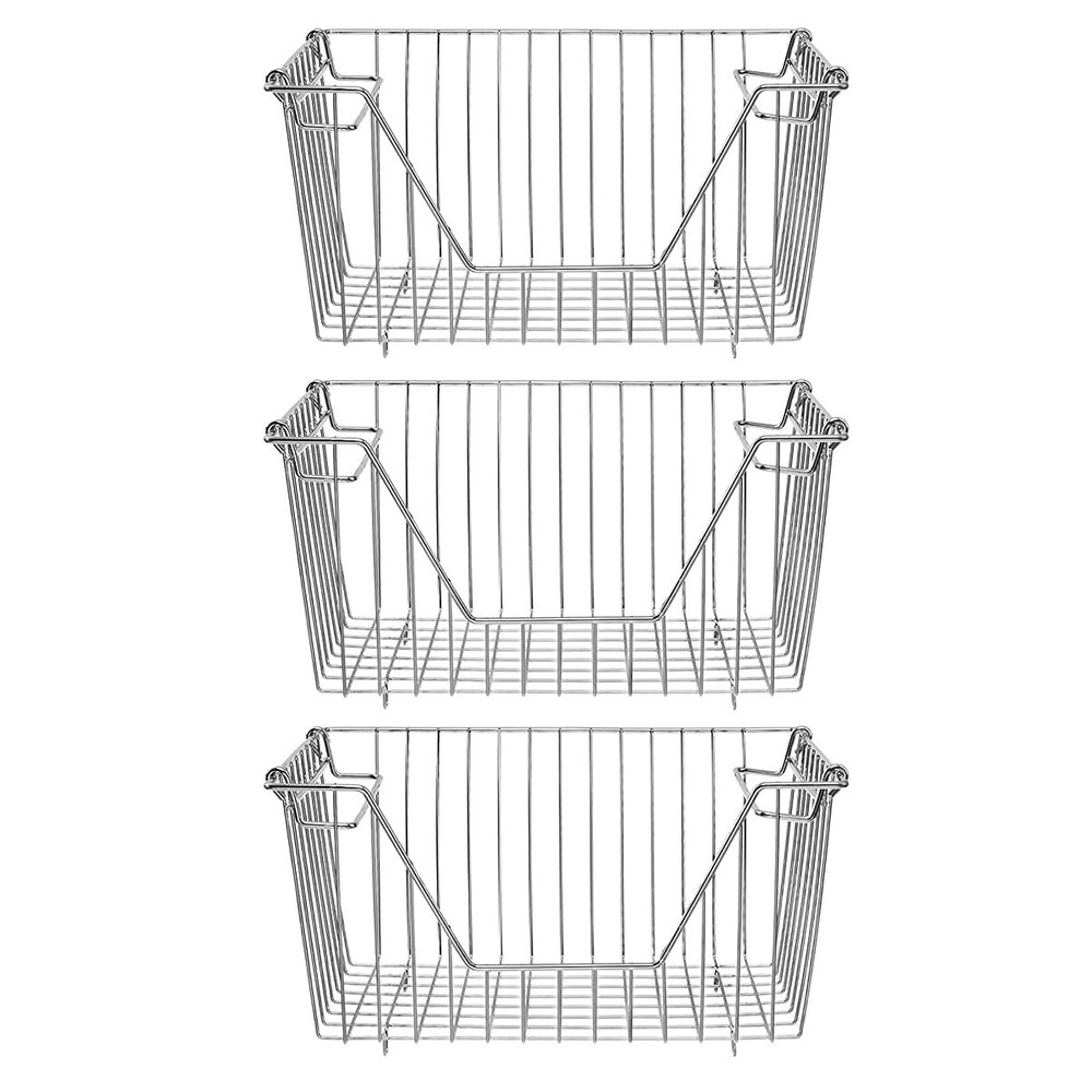 Chest Freezer Organizer Bins - 3 Packs Stackable Freezer Baskets for Deep Fre...