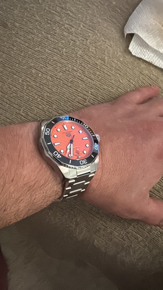 Tag Heuer Men's Watch WBP201F Aquaracer Swiss Automatic Orange Dial Steel 43mm