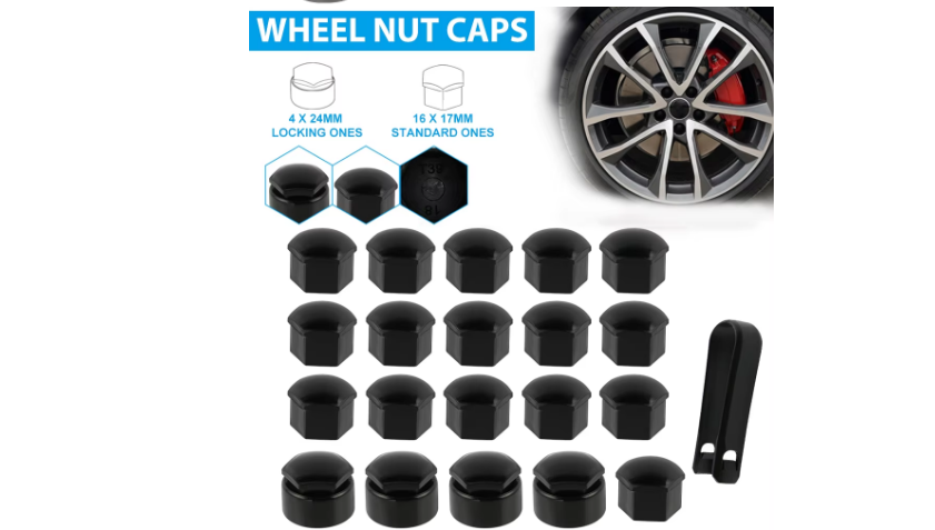 20 PCS of Black Wheel Nut Caps 17mm x 24mm Bolt Covers For Mini Cooper Universal