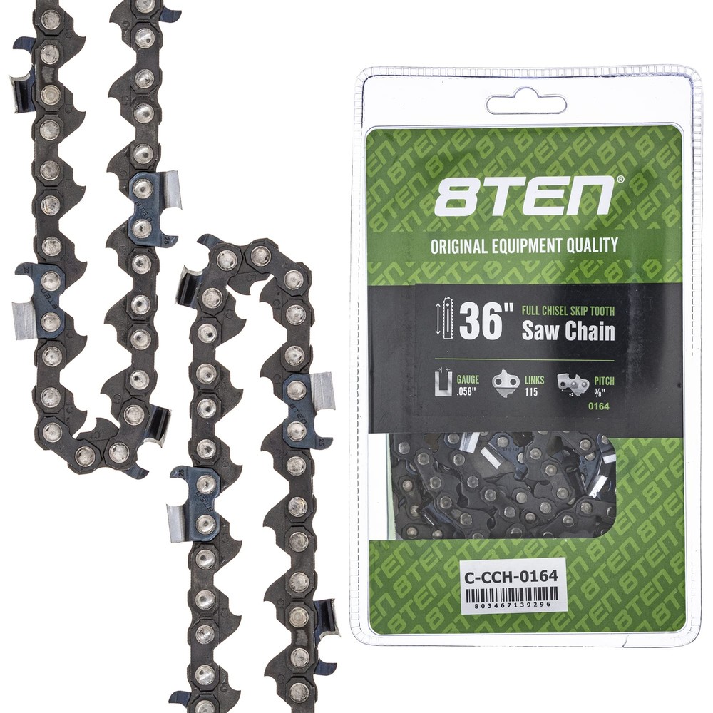 8TEN 36-Inch Full Chisel Skip Tooth Chainsaw Chain .058 3/8 115DL for Husqvarna