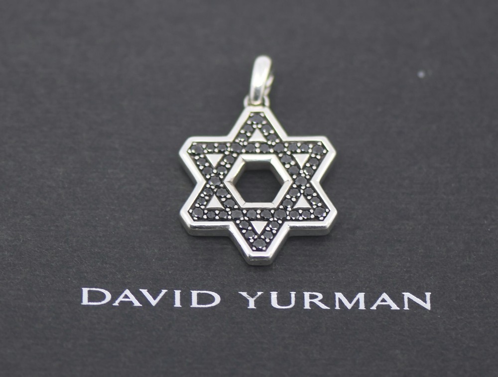 David Yurman Star Of David Black Diamond Sterling Silver Pendant