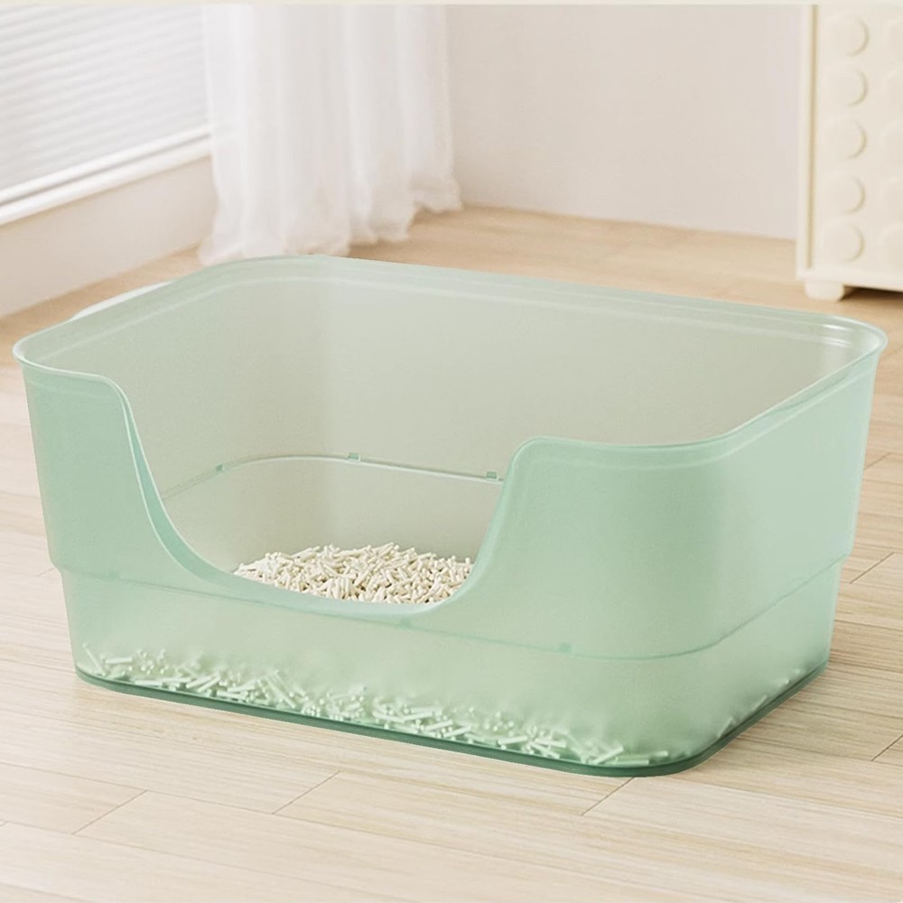 Extra Large High-Sided Clear Jelly Cat Litter Box for Big Cats