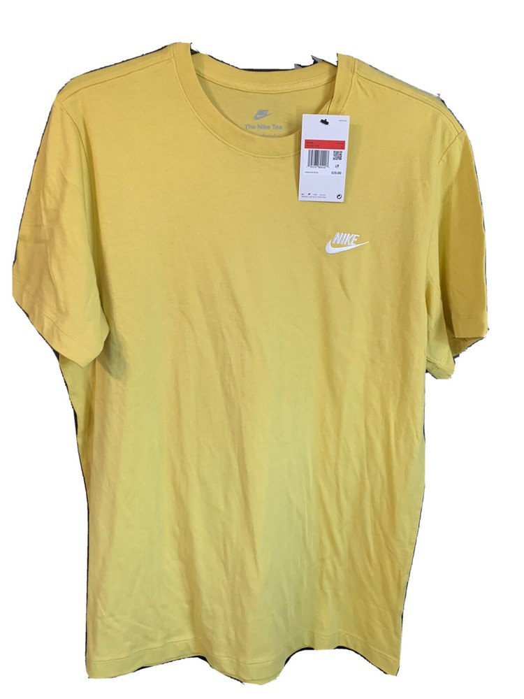LARGE Nike Sportswear Club Embroidered T-Shirt Men's YELLOW