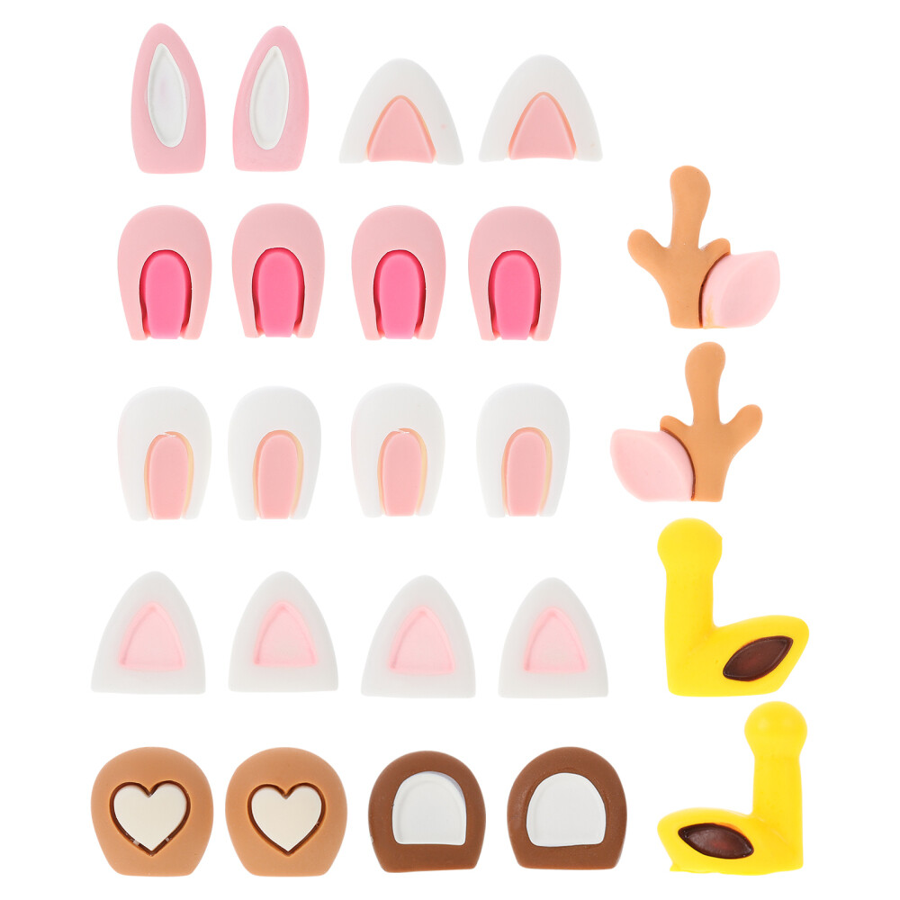 12 Pairs Resin Animals Ears Decor DIY Headdress Supplies Phone Bunny Child