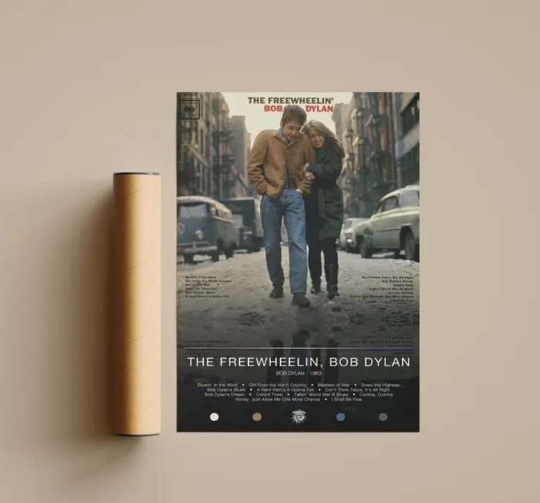 Bob Dylan Poster | The Freewheelin' Bob Dylan Poster | Album Poster Prints