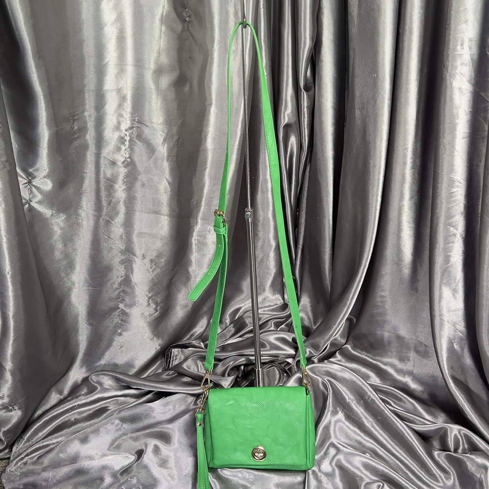 Charming Charlie Crossbody Purse Small Faux Leather Emerald Green Bag Turn Lock