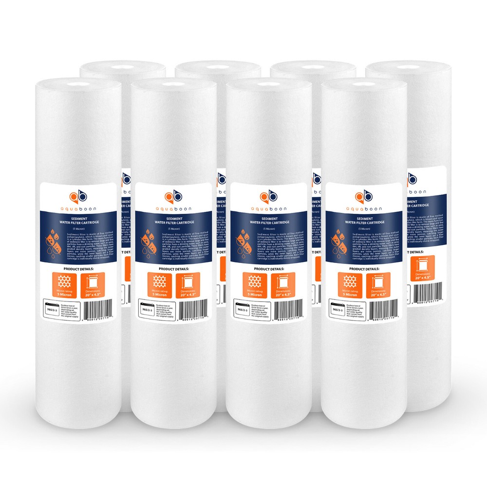 Big Blue 20-Inch 5 Micron Sediment Water Filter Cartridge 8-Pack by AquaBoon