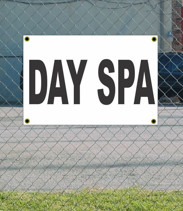 2x3 Day Spa Black & White Banner Sign New Discount Size & Price Free Shipping-image