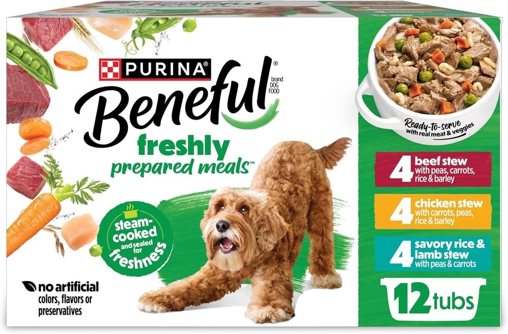 Purina Beneful Gravy Wet Dog Food Variety Pack, Prepared Meals Stew (12) 10 Oz