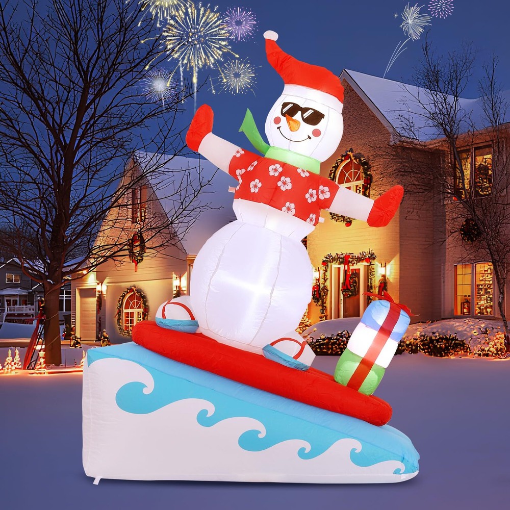 Inflatable Christmas Decorations Outdoor, 6FT Inflatable Snowman with LED Lig...