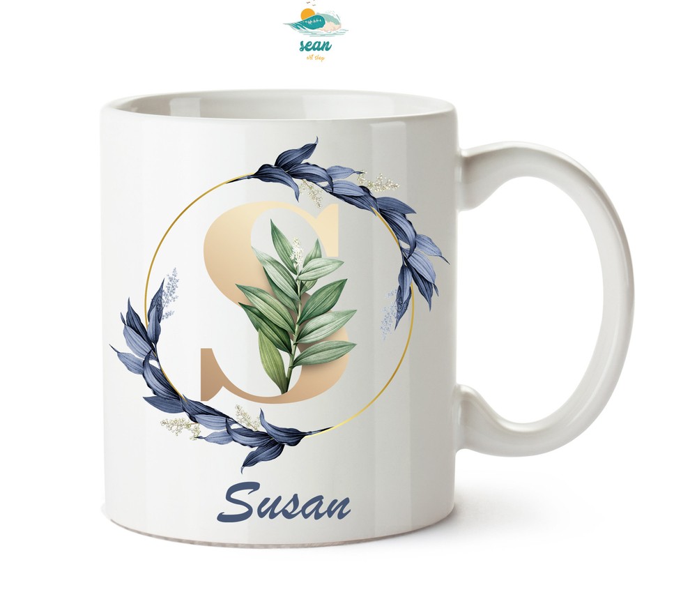 Personalized Mug Custom Leaf Name Cup Gift For Friends Coffee Mug Gift For Him