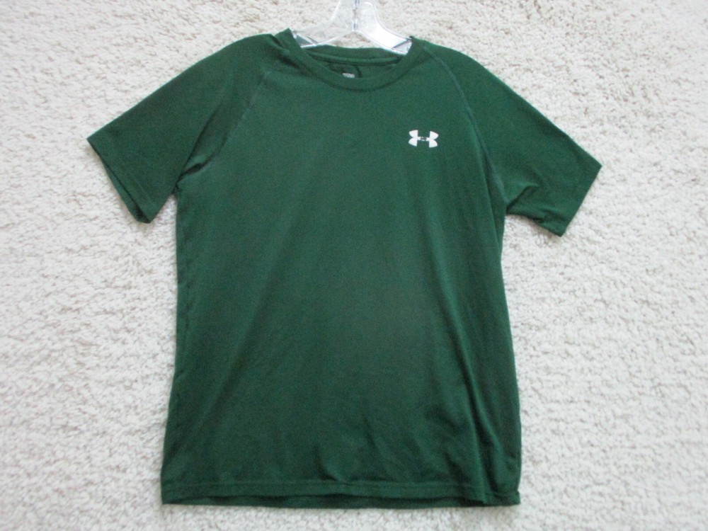 Under Armour Shirt Small Adult Green Athletic Loose Logo Stretch Classic Mens S