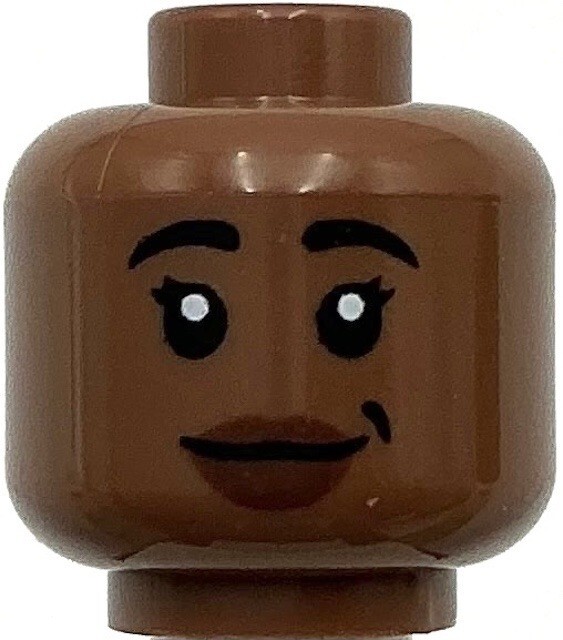 Lego New Medium Brown Minifigure Head Dual Sided Female Black Eyebrows Part