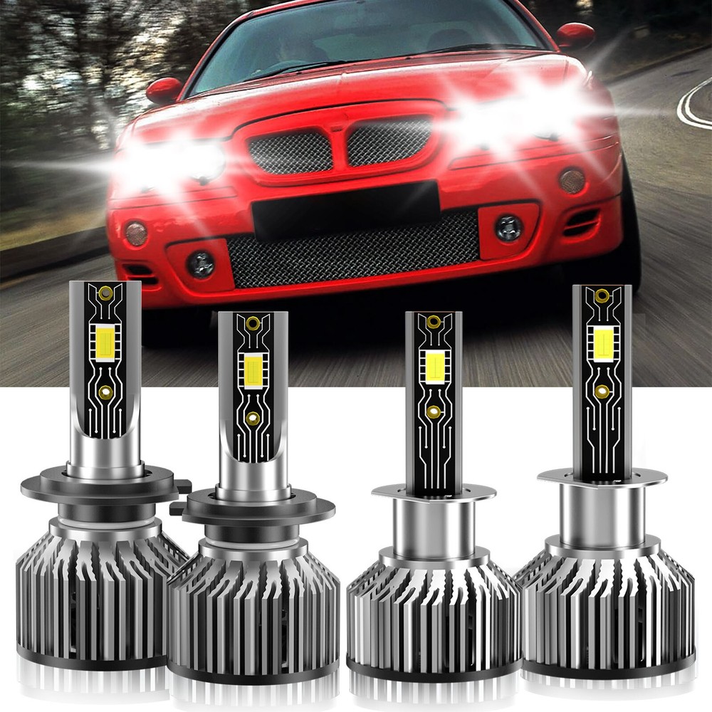 4Pcs 6500K White LED Headlight Bulbs High Low Beam Kit for MG ZT 2005