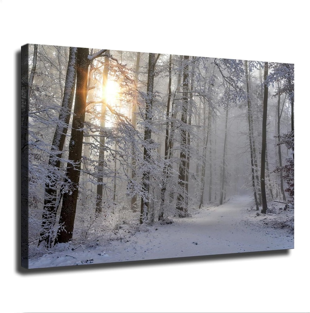 Nature Winter Landscape Winter Forest Trail Poster Canvas Picture Printing